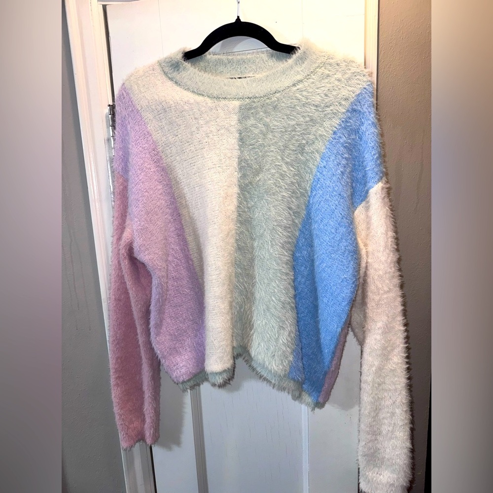 Pastel Multicolored Wild Fable Striped Sweater / Mockneck